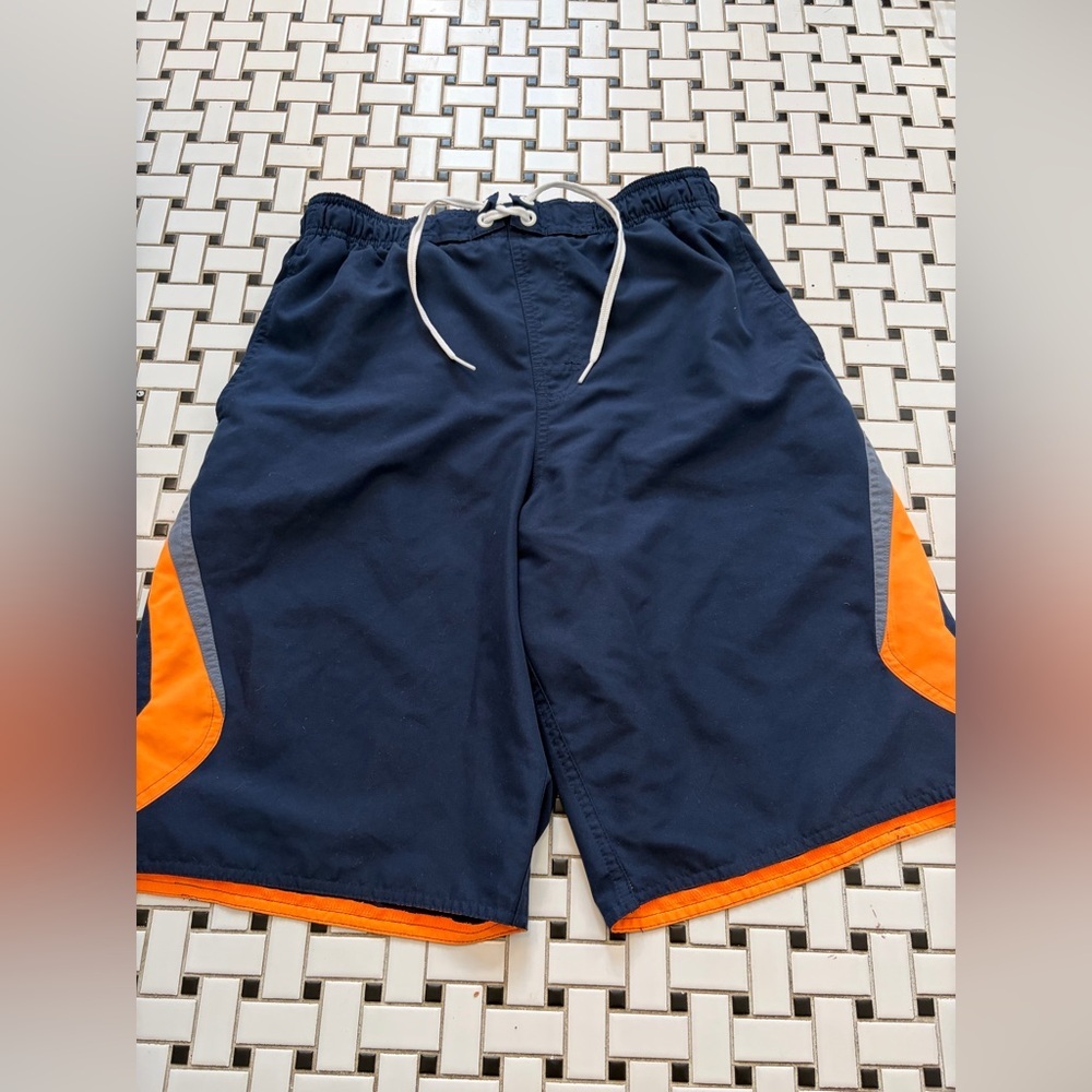 Nike Dark Blue and Orange Athletic Shorts